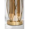 Ashleigh Antique Brass Amber Glass Cylinder Lantern Table Lamp with Beige Shade