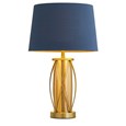 Ashleigh Antique Brass Amber Glass Table Lamp with Juniper Blue Shade