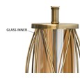 Ashleigh Antique Brass Amber Glass Table Lamp with Juniper Blue Shade