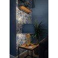 Ashleigh Antique Brass Amber Glass Table Lamp with Juniper Blue Shade
