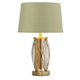 Ashleigh Antique Brass Amber Glass Table Lamp with Sage Green