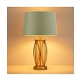 Ashleigh Antique Brass Amber Glass Table Lamp with Sage Green