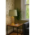 Ashleigh Antique Brass Amber Glass Table Lamp with Sage Green