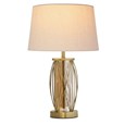 Ashleigh Antique Brass Amber Glass Cylinder Lantern Table Lamp with Natural Line