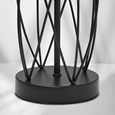 Ashleigh Black Metal Lattice Cylinder Lantern Table Lamp with Grey Linen Shade