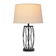 Ashleigh Black Metal Lattice Cylinder Lantern Table Lamp Natural Linen Shade