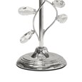 Crystal Glass Leaf Design Modern Chrome Table Lamp with Blue Gold Shade