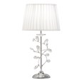 Crystal Leaf Elegant Modern Design Chrome Table Lamp with Ivory Pleated Shade