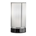 Opera Cylinder Chrome Plinth Table Lamp with White Silk String Shade