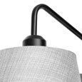 Stratton Matt Black Swing Arm Plug In Wall Light with Grey Linen Shade