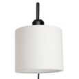 Stratton Matt Black Swing Arm Plug In Wall Light with Natural Linen Shade