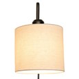 Stratton Matt Black Swing Arm Plug In Wall Light with Natural Linen Shade