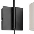 Stratton Matt Black Swing Arm Plug In Wall Light with Natural Linen Shade
