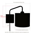 Stratton Matt Black Swing Arm Plug In Wall Light with Natural Linen Shade