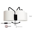 Stratton Matt Black Swing Arm Plug In Wall Light with Natural Linen Shade