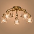 Lismore 5 Light Antique Brass Semi Flush Ceiling Light with Crystal Glass Shades