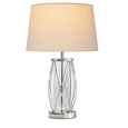 Ashleigh Silver Clear Glass Cylinder Lantern Table Lamp with Natural Linen Shade