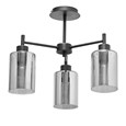 Menari Matt Black 3 Light Ceiling Light with Smoked Glass Shades
