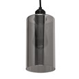 Menari Matt Black Modern Designer Ceiling Pendant with Smoked Glass Shade