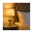 Hepburn Large Cream Marble Effect Table Lamp w/Cream Pleat Shade - Cream & Gold