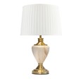 Hepburn Large Cream Marble Effect Table Lamp w/Cream Pleat Shade - Cream & Gold