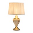 Hepburn Large Cream Marble Effect Table Lamp w/Cream Pleat Shade - Cream & Gold