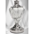 Hepburn Large Grey Marble Effect Table Lamp with Grey Shade - Grey & Silver