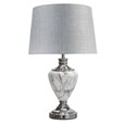 Hepburn Large Grey Marble Effect Table Lamp with Grey Shade - Grey & Silver