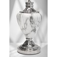 Hepburn Large Grey Marble Effect Table Lamp with Grey Silver Lined Shade - Grey