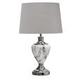 Hepburn Large Grey Marble Effect Table Lamp with Grey Silver Lined Shade - Grey