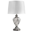 Hepburn Large Grey Marble Table Lamp with Ivory Pleat Shade - Grey & Silver