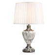 Hepburn Large Grey Marble Table Lamp with Ivory Pleat Shade - Grey & Silver
