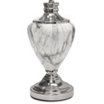 Hepburn Large Grey Marble Table Lamp with Ivory Pleat Shade - Grey & Silver