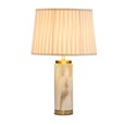 Cylinder Cream Marble Effect Table Lamp with Cream Pleat Shade