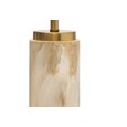 Cylinder Cream Marble Effect Table Lamp with White Gold Lined Shade