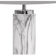 Cylinder Grey Marble Effect Table Lamp with Grey Silver Lined Shade