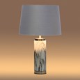 Cylinder Grey Marble Effect Table Lamp with Grey Silver Lined Shade