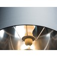 Cylinder Grey Marble Effect Table Lamp with Grey Silver Lined Shade