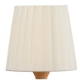Light Wood Effect Rechargeable Table Lamp with Cream Pleat Shade