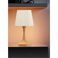 Light Wood Effect Rechargeable Table Lamp with Cream Pleat Shade