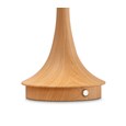 Light Wood Effect Rechargeable Table Lamp with Cream Pleat Shade