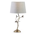 Leaf Antique Brass Table with Grey Linen Shade