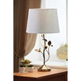 Leaf Antique Brass Table with Grey Linen Shade