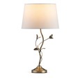 Lead Antique Brass Table Lamp with Ivory Linen Shade