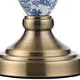 Bailey Small White Table Lamp with Blue Print and Ivory Pleat Shade