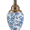 Bailey Small White Table Lamp with Blue Print and Ivory Pleat Shade