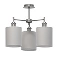 Echo Modern  3 Light Pewter Ceiling Light with Grey Linen Shades