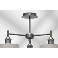 Echo Modern  3 Light Pewter Ceiling Light with Grey Linen Shades