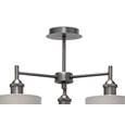 Echo Modern  3 Light Pewter Ceiling Light with Grey Linen Shades
