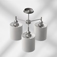 Echo Modern  3 Light Pewter Ceiling Light with Grey Linen Shades